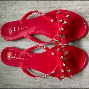 Red jelly studded sandals